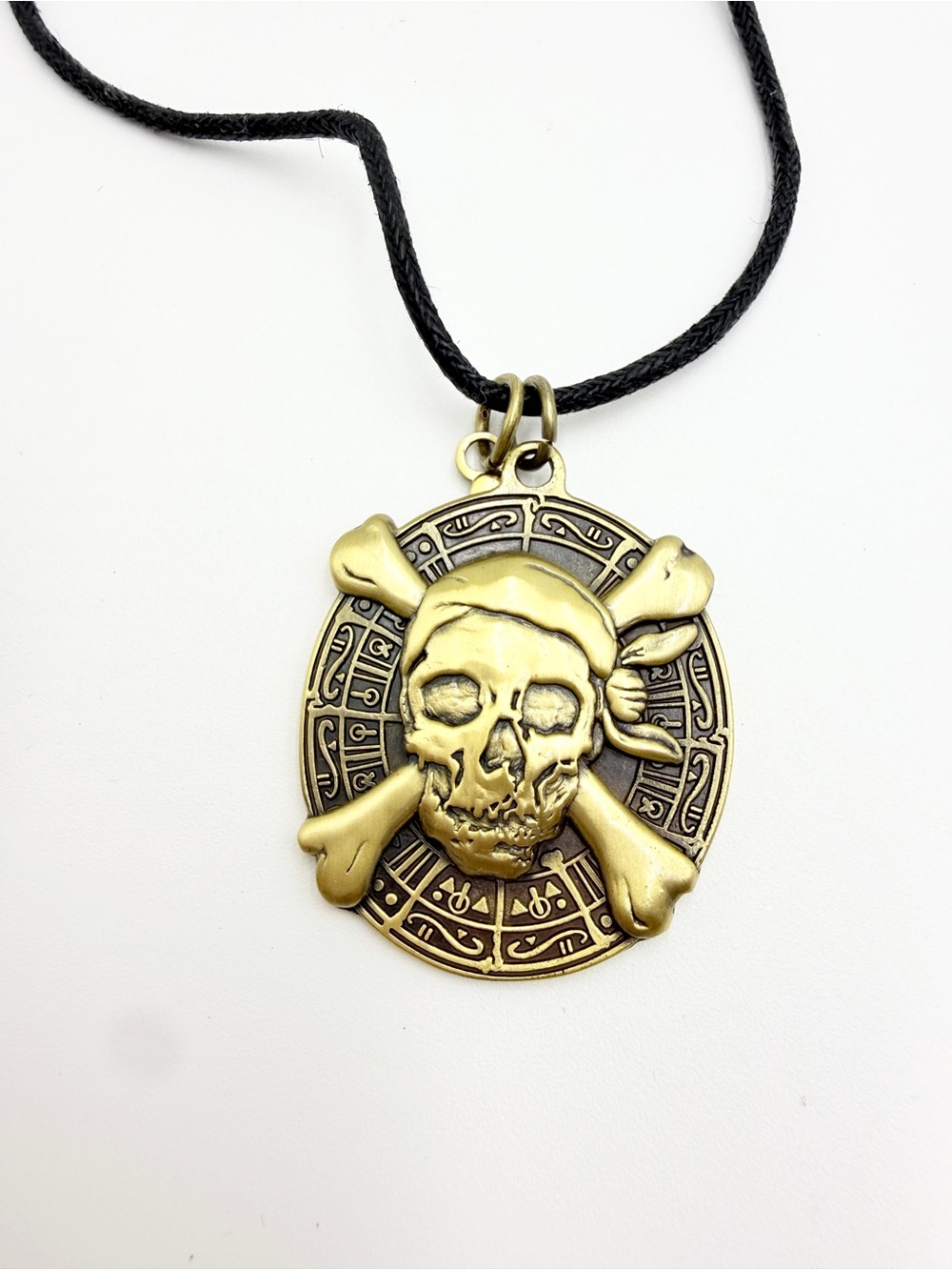 Pirate Skull Medallion Adjustable Cord Necklace with Signed Rebecca Charm - Picture 5 of 11